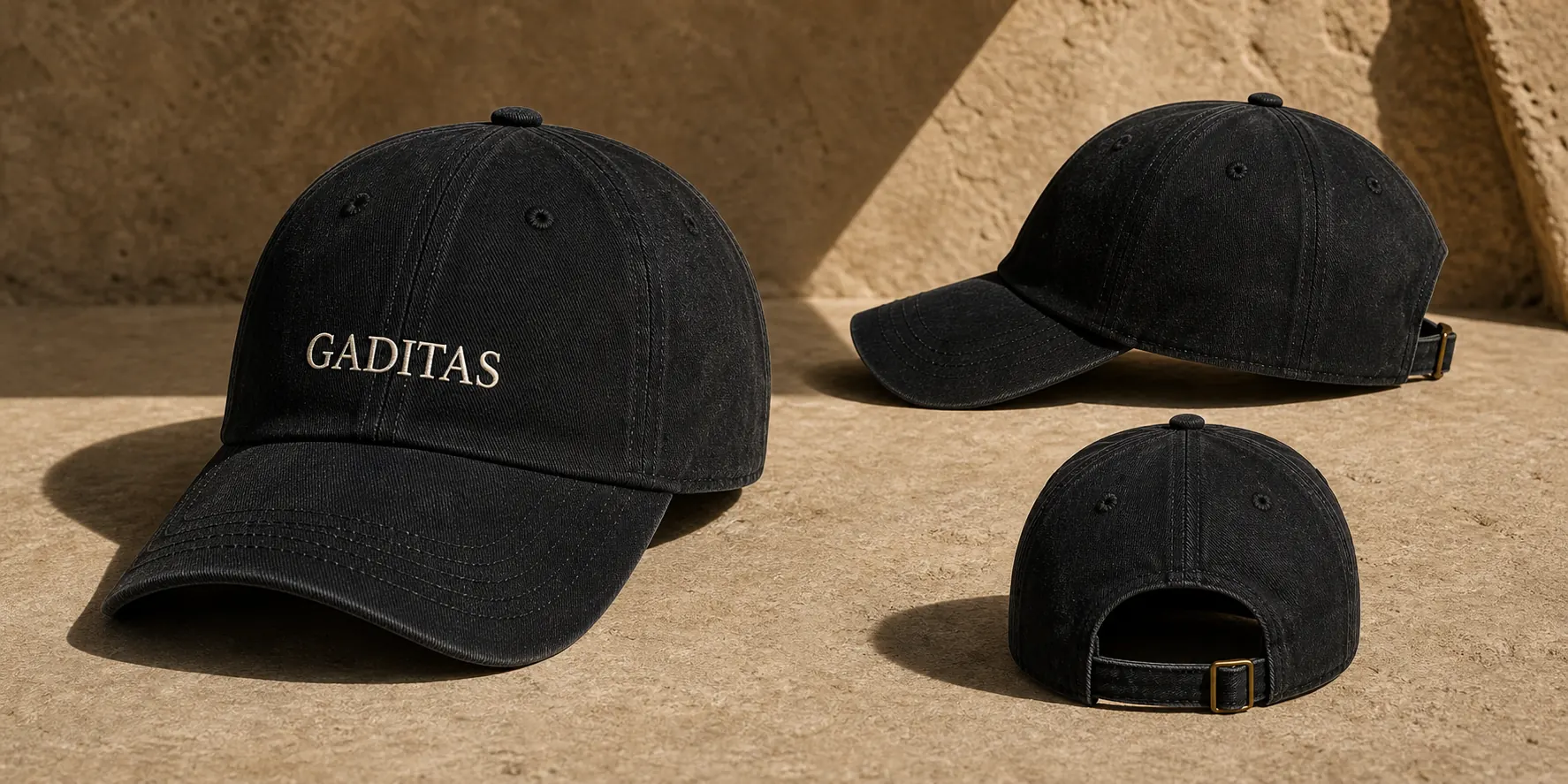 Boné preto GADITAS em diferentes ângulos